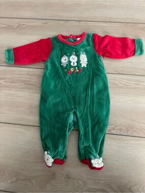 3-6 month Be Jolly Green & Red Holiday One-Piece for Kids- bundle
